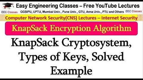 KnapSack Encryption Algorithm in Hindi - Types of Keys, Solved Example