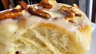 Cinnamon Rolls With Cream Cheese Icing And Pecans