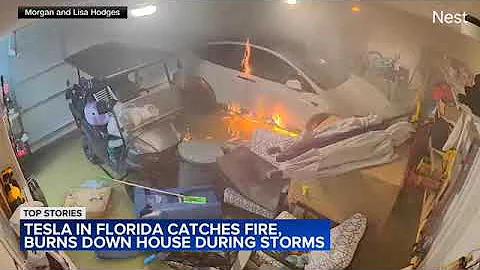 Tesla catches fire in garage, burns house down after flooding from Hurricane Helene