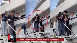 Captan a Checo Pérez borracho en un yate de Mónaco ¡No podía ni caminar!