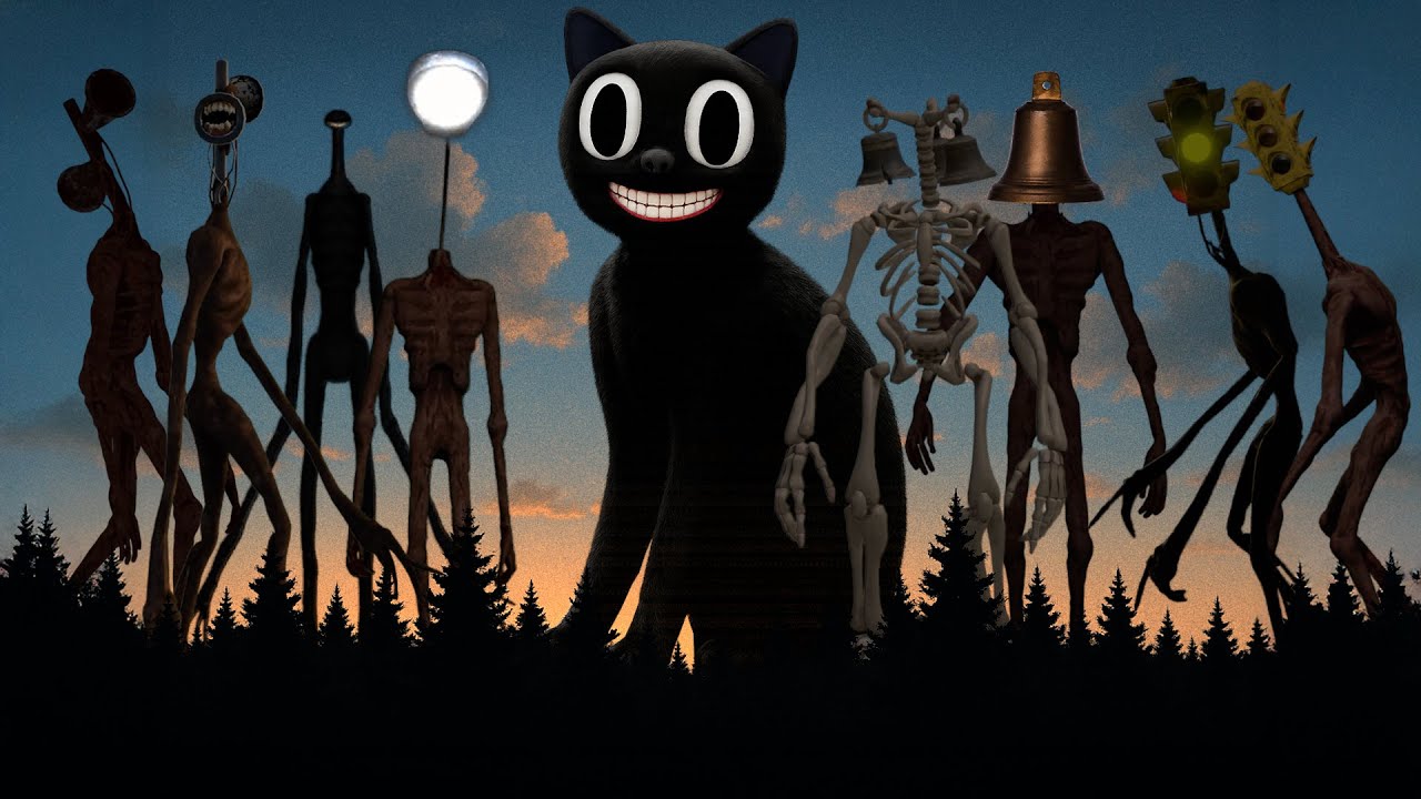 TEAM Siren Head VS TEAM Light Head VS Real Cartoon Cat VS TEAM Traffic Light Head VS TEAM Bell Head