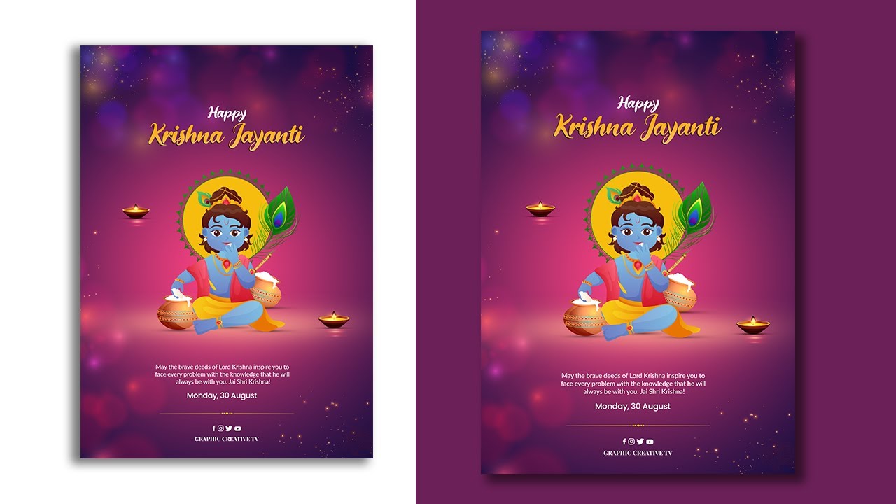 KrishnaJanmashtami Poster design in Photoshop | Krishna Jayanthi ...