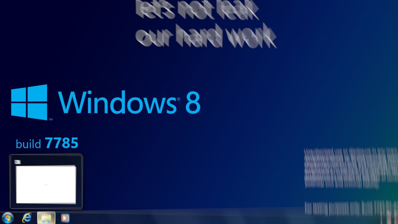Windows 8 build 7785 - and an empty Start screen - YouTube