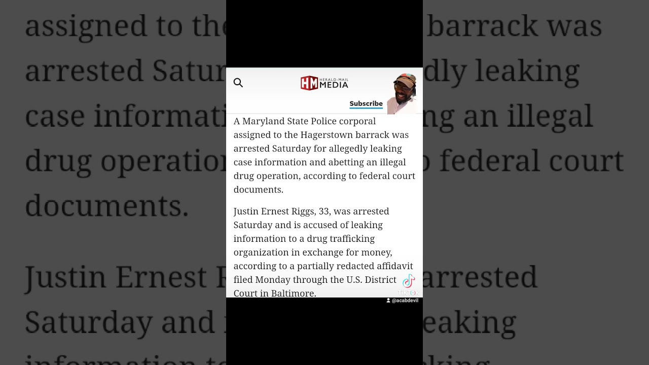 ⁣Maryland Cop in hot water for leaking police info for money. #maryland #shorts #acabdevil