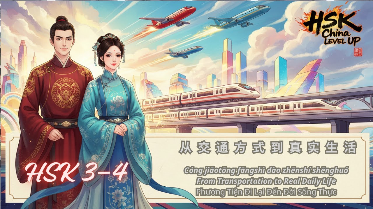 HSK 3–4 | Luyện Nghe Tiếng Trung | Phương Tiện Đi Lại Đến Đời Sống Thực