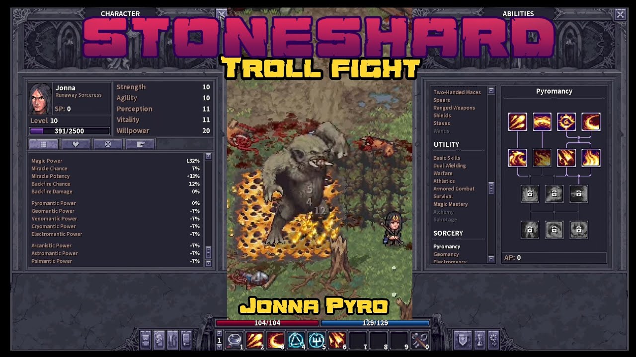 Jonna pyromancy vs the Troll - Stoneshard - Patch 0.9.1.13 - YouTube