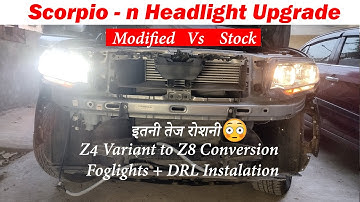 Scorpio -n Headlight Upgrade || DIY fog lights and DRL Installation || AOZOOM AZ1505 LED headlamps