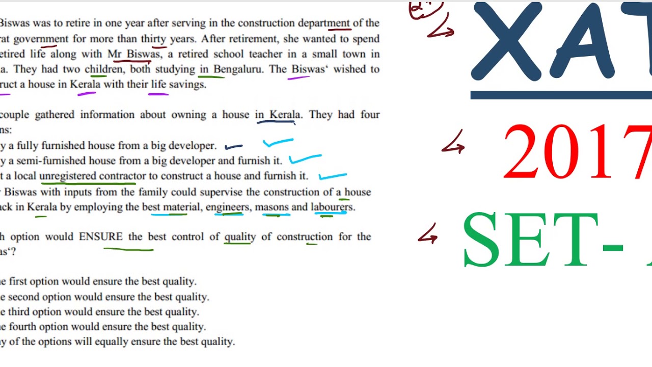 Xavier Aptitude Test XAT 2017 SET A 4 SEC B DECISION MAKING ABILITY COMPLETE SOLUTION YouTube