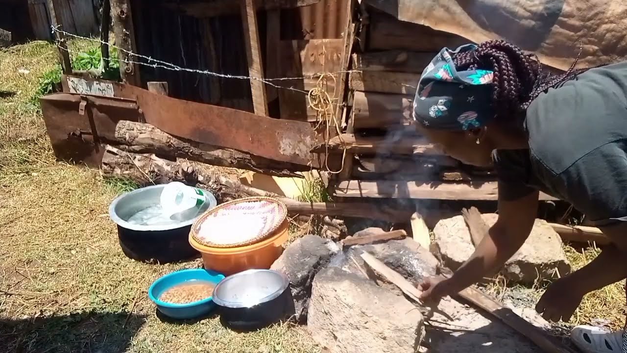 Traditional Kenyan Village Dinner | Githeri And Potatoes