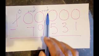 Subtracting Across Zeros Using 100,000