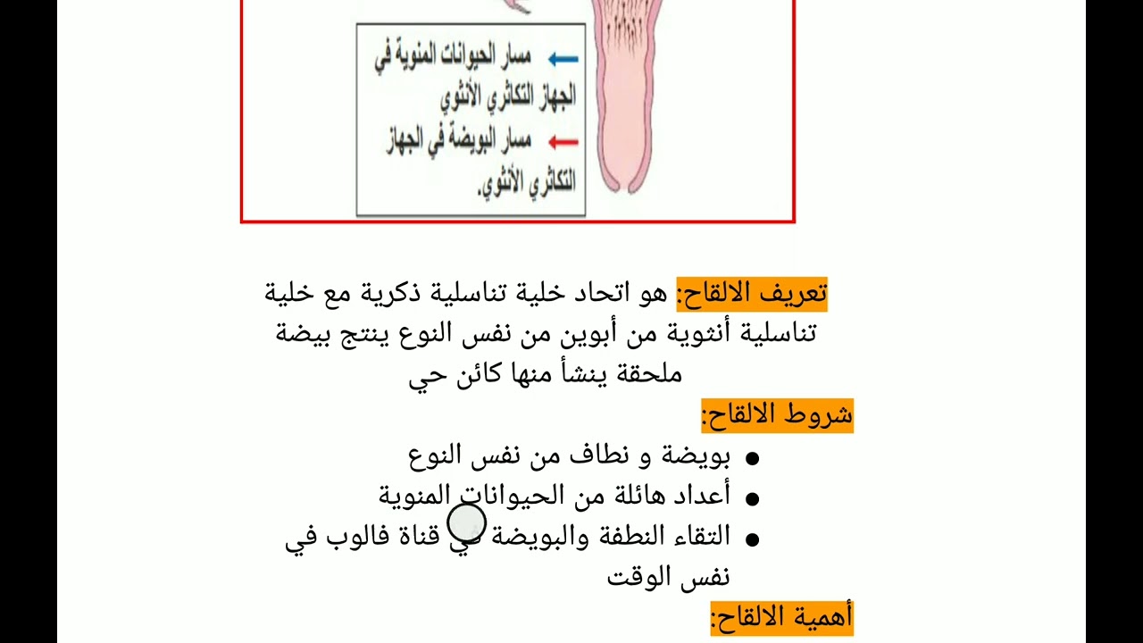ملخص شامل لوحدة التكاثر الجنسي عند الإنسان سنة أولى متوسط.