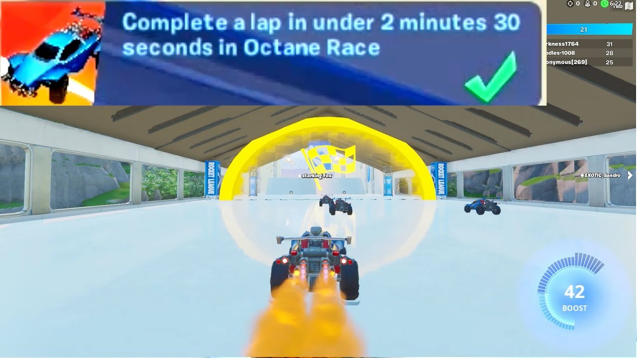 Complete a lap in under 2 minutes 30 seconds in Octane Race (3847-7344-8745) FULL RACE LAP Fortnite