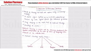 Class (01) Introduction to Medicinal Chemistry | Medicinal Chemistry-01 | B.Pharma 4th Semester