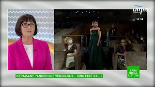 Nepaisant pandemijos, vyksta Venecijos kino festivalis: ant raudonojo kilimo žvaigždės pasirodė su a