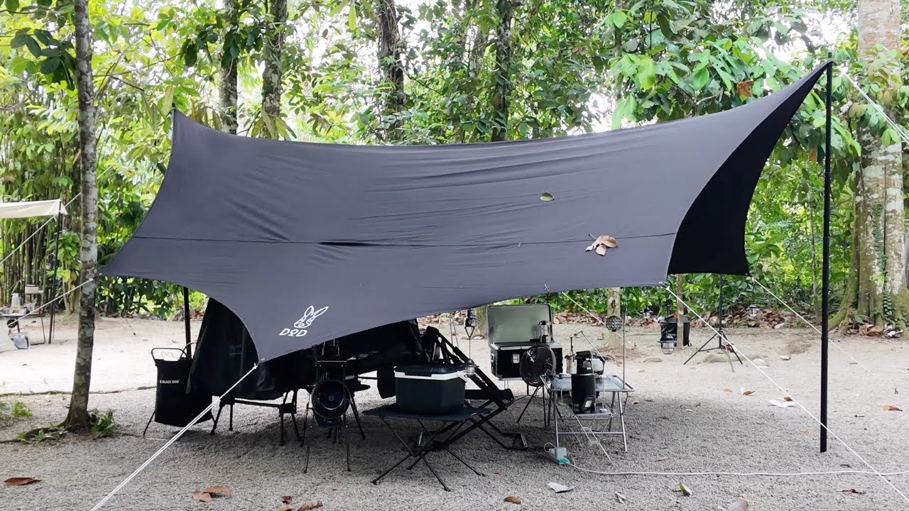 [ Solo Camping ] Camping with Nature Sounds: River, Forest & Heavy Rain | ASMR