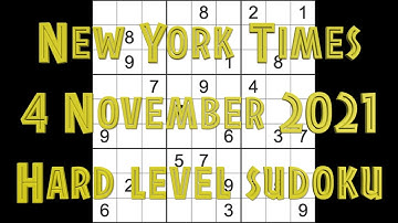 Sudoku solution – New York Times sudoku 4 November 2021 Hard level