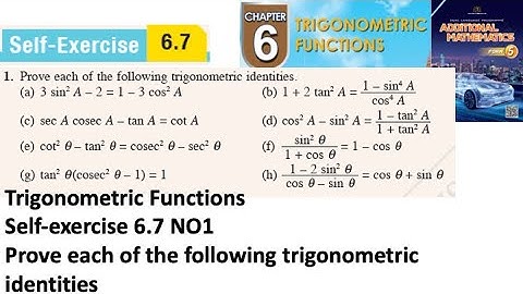 Trigonometric Functions self-exercise 6.7 Q1 latihan kendiri 6.7 form 5 add maths kssm spm textbook