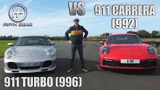 Porsche 911 Turbo (996) 2002 vs 911 Carrera (992) 2022 | Fifth Gear 20th Anniversary