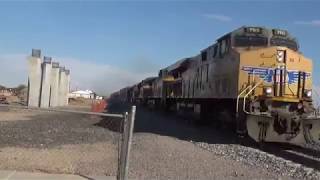 UP double stack with sd70AH-t4 and NS es44ac on UP gila sub in AZ