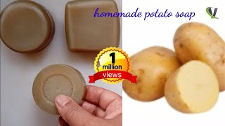 Homemade Potato Soap // skin whitening and glowing soap permanently .