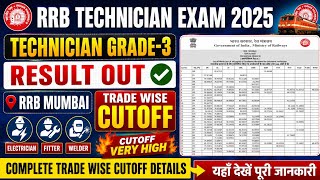 RRB Technician Grade-3 2025 Cutoff Analysis RRB MUMBAI