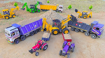 JCB 5cx fully loading river sand Tata truck 2518 | Mahindra Arjun novo 605Di | jcb cartoon 