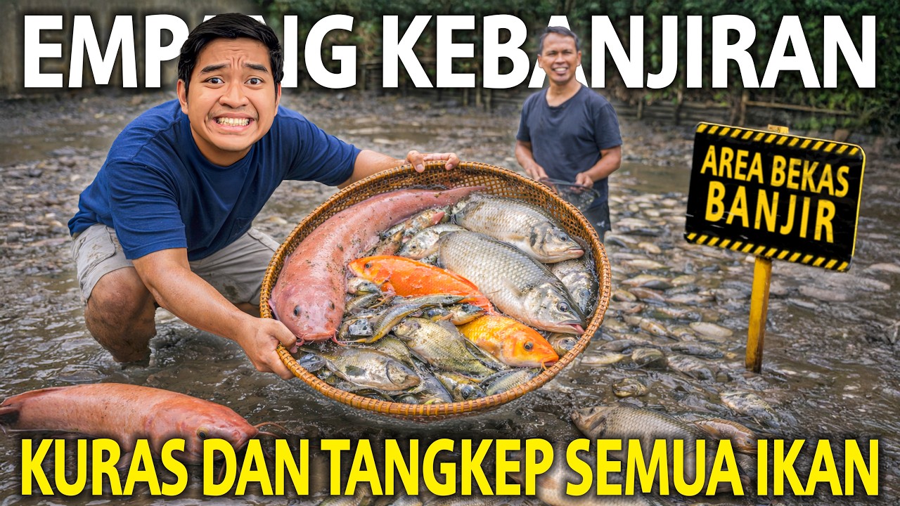 KURAS DAN TANGKEP SEMUA IKAN DI EMPANG KAMPUNG YANG ABIS KEBANJIRAN!