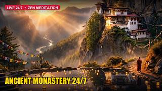 24/7 Monastery Meditation Stream 🧘 Deep Sleep & Relaxation Music | Sacred Himalayan Atmosphere