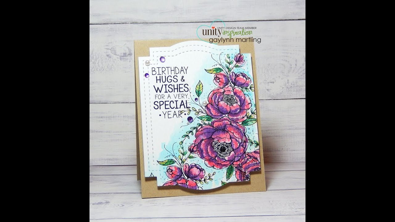Unity Quick Tip: 2 Tone Watercolor Florals with Distress Ink Pads - YouTube