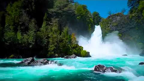 Huilo Waterfall and River 4k in Chilean. Relaxing Nature Sounds, Waterfall, White Noise for Sleep.