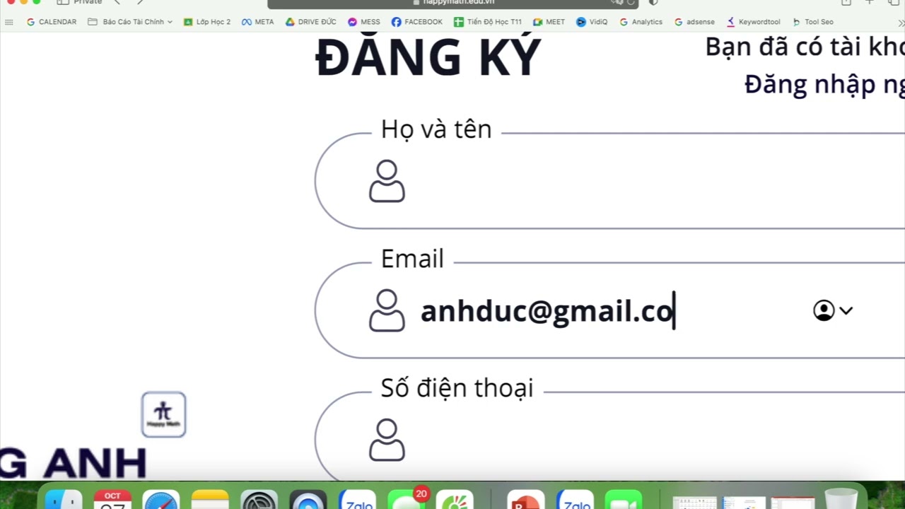 3. Những Lỗi Sai Khi Đăng Ký Tài Khoản Trên Happymath.edu.vn