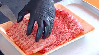 【焼肉の起源】黒毛和牛のロース焼肉を切りながら焼肉の歴史について語る動画