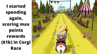 I started spending again😌, scoring max points rewards (61k) in Corgi Race | King of Avalon