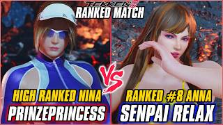 TEKKEN 8 - PRINZE PRINCESS (High Ranked Nina) vs SENPAI RELAX (Ranked #8 Anna) | T8 RANKED GAMEPLAY