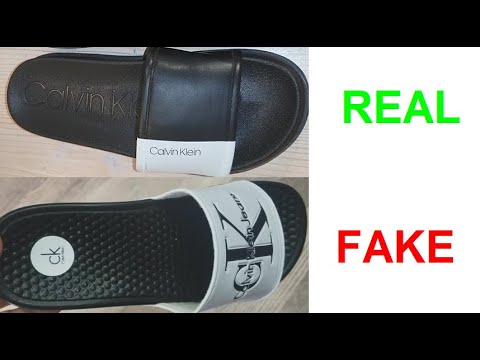 Real vs Fake Calvin Klein Slides. How to spot counterfeit Calvin Klein slippers.