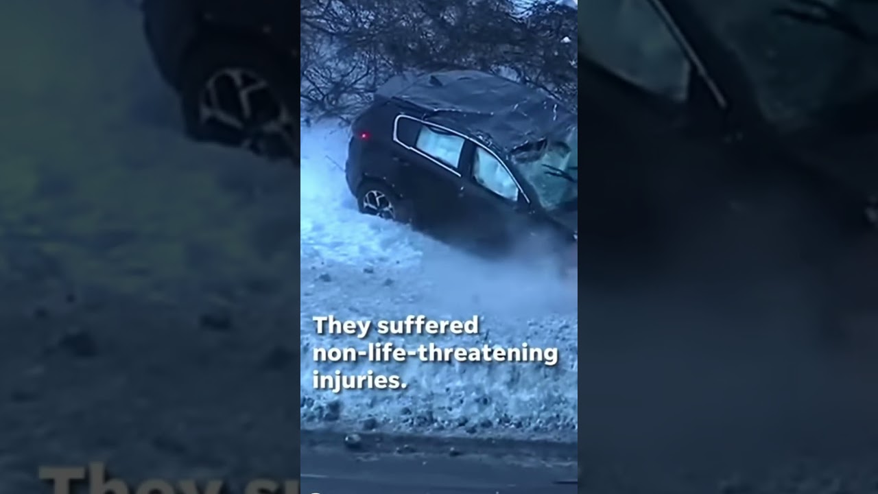 Teens drove stolen car of a overpass suffering non life threatening injuries *don’t do this at home*