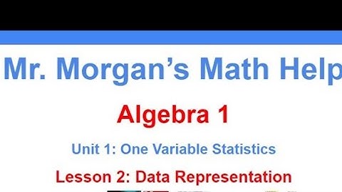 Algebra 1 Unit 1 Lesson 2 - Mr. Morgan