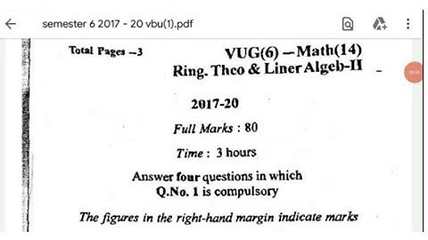 vbu maths semester 6 question paper 14  2017-20