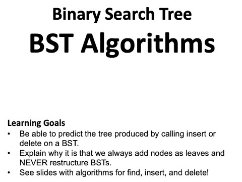 Binary Search Trees (BSTs) - Find, Insert, and Remove Pseudocode - YouTube