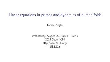 ICM2014 VideoSeries IL3.12: Tamar Ziegler on Aug20Wed