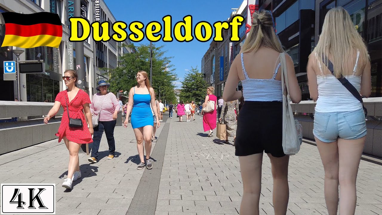 Walking on Schadow Street in Dusseldorf, Germany [4k]
