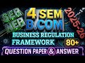 4th Sem B.Com Business Regulation Framework | 2026 Question Paper & Answers (NEP/SEP)