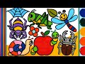 Insects and Bugs Jelly Painting & Coloring for Kids, Toddlers | Menggambar Dan Mewarnai laba-laba