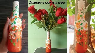 Beautiful glass bottle painting idea. Easy glass bottle painting technique with finger