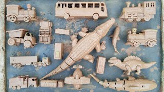 Membersihkan Mainan Berlumpur, Bus Oleng, Dinosaurus, Kereta Bob, Ikan Hiu, Buaya, Pesawat, Bus Tayo