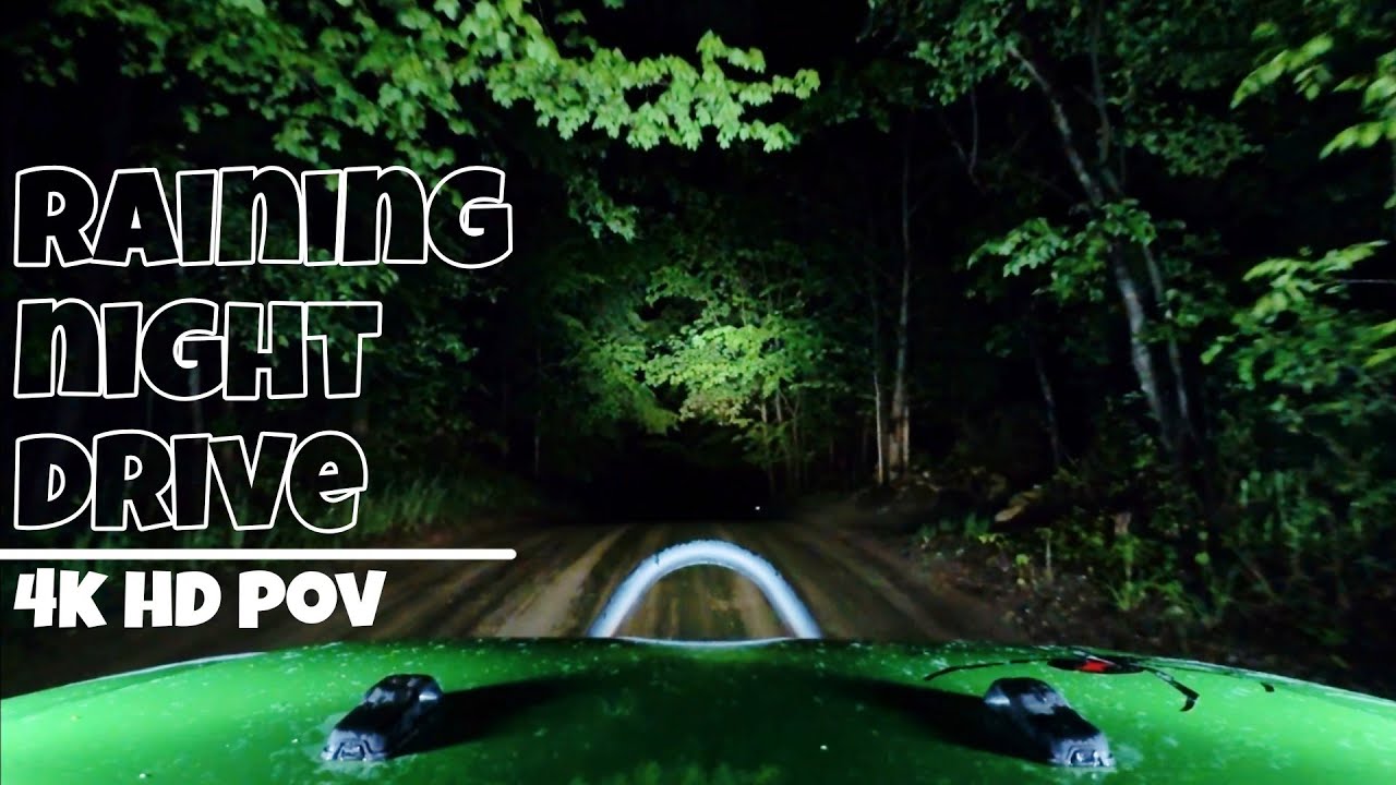 A Night Drive through some Light Rain : 4k HD Dirt Road ASMR - YouTube