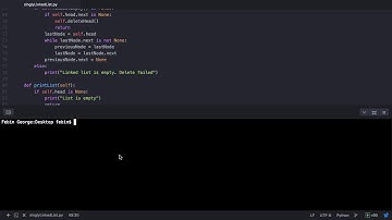 Singly Linked List in Python (Part 10/10)-Python program to delete a node in between two other nodes