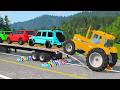 Flatbed Truck Mcqueen | Transportation with Truck - Pothole vs Car # - BeamNG.Drive
