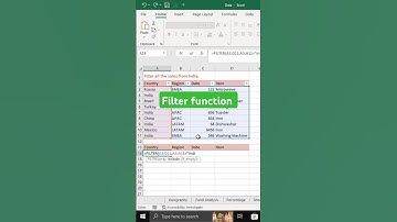 How to apply filter function in Excel