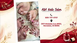 French Tip Floral Marble Gemstone Nails A A Nails Salon Honolulu HI
